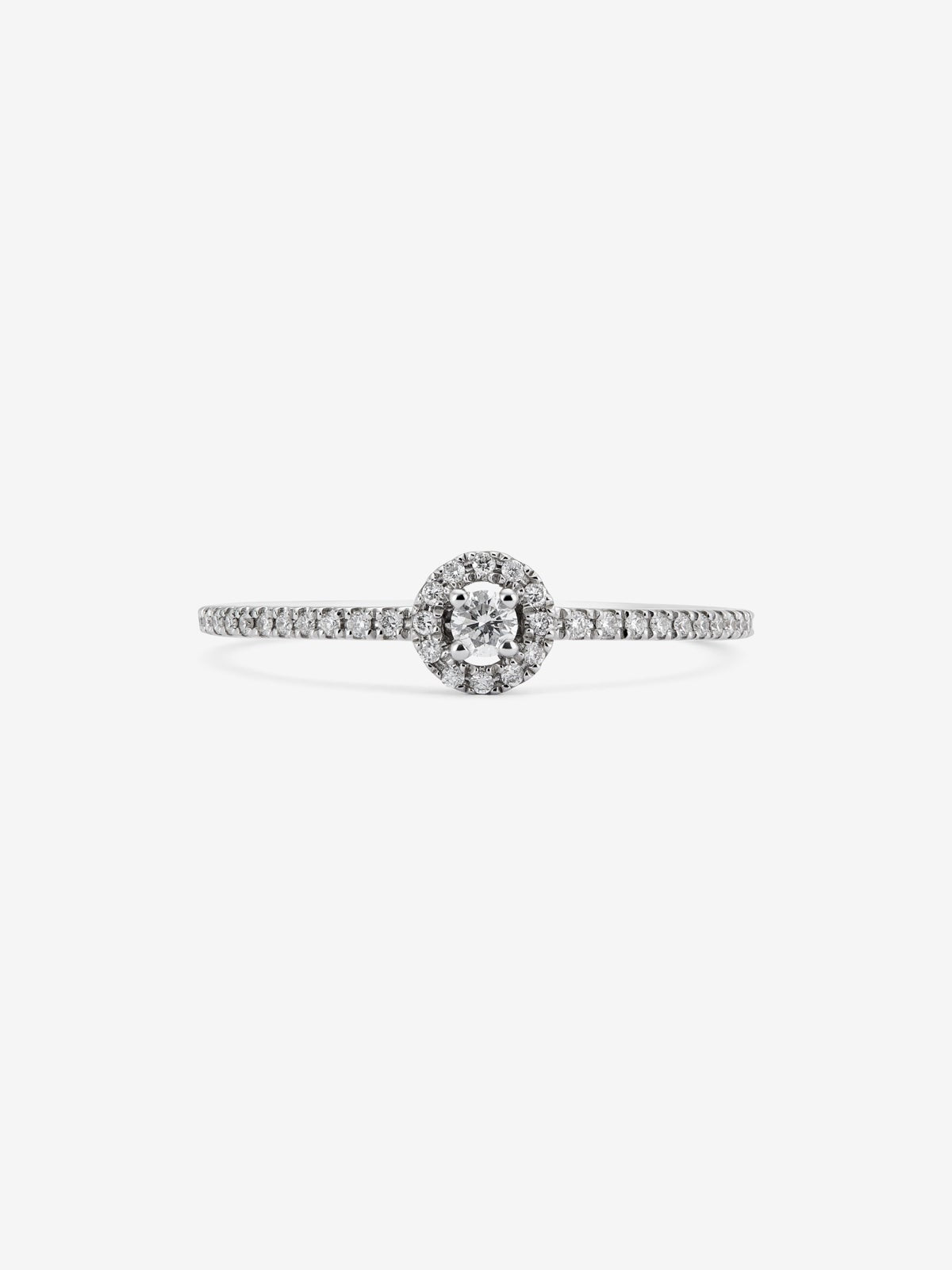 Anillo de oro blanco de 18K con 39 diamantes en talla brillante con un total de 0,16 cts
