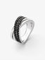 Anillo multibrazo cruzado de plata 925 con 36 espinelas negras en talla brillante con un total de 0,36 cts