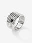 Anillo multibrazo de plata 925 con espinela negra en talla brillante