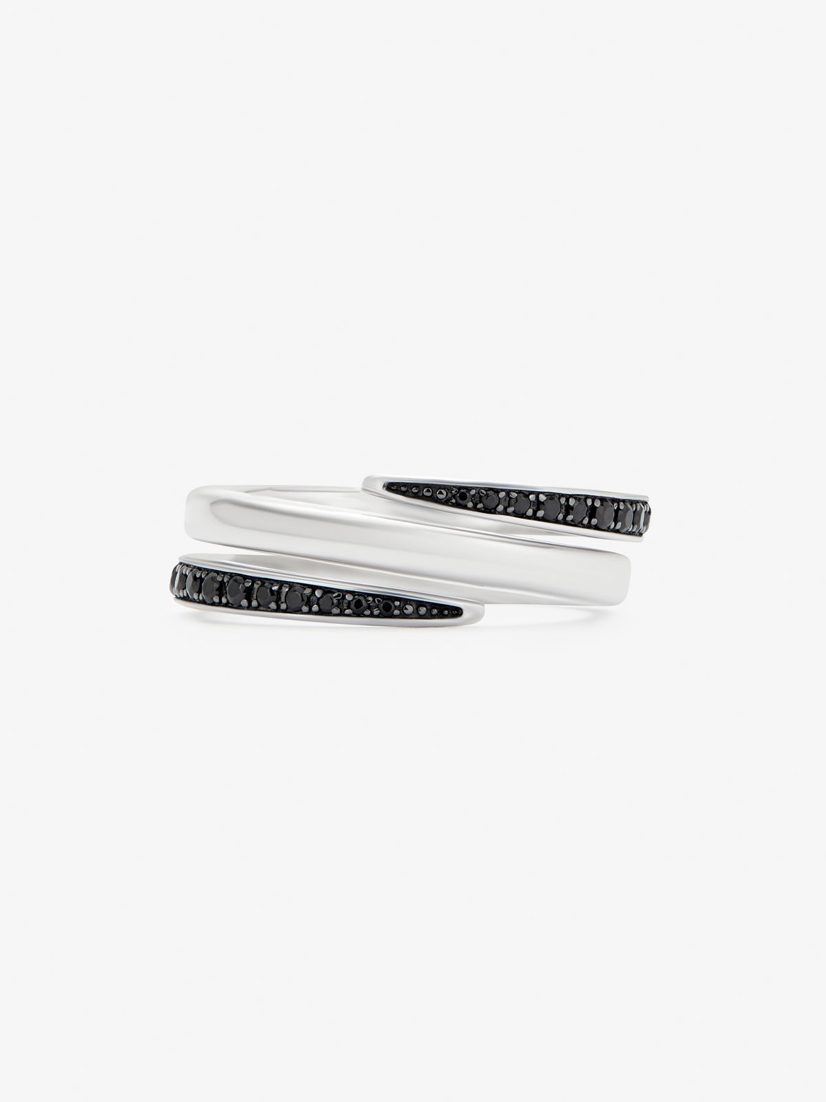 Anillo multibrazo de plata 925 con espinelas negras en talla brillante