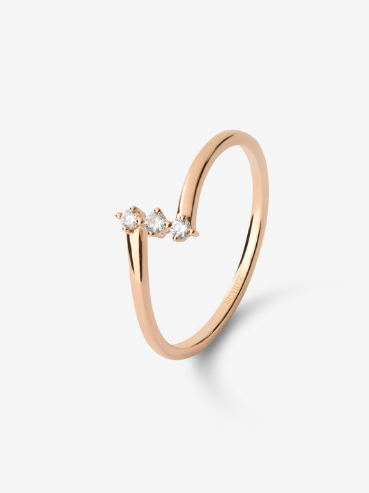 18K rose gold ring with 0.06ct brilliant-cut diamonds