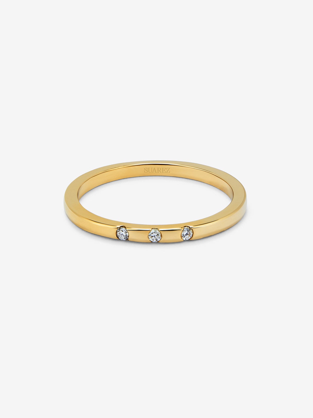 Anillo de oro amarillo de 18K con 3 diamantes en talla brillante con un total de 1,4 cts