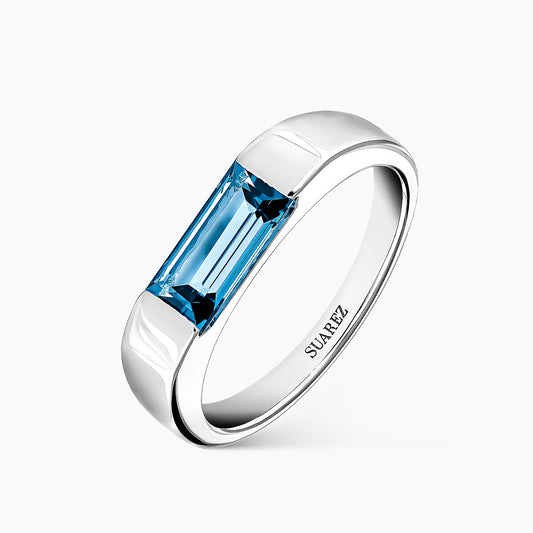 Sortija de plata 925 con topacio azul london