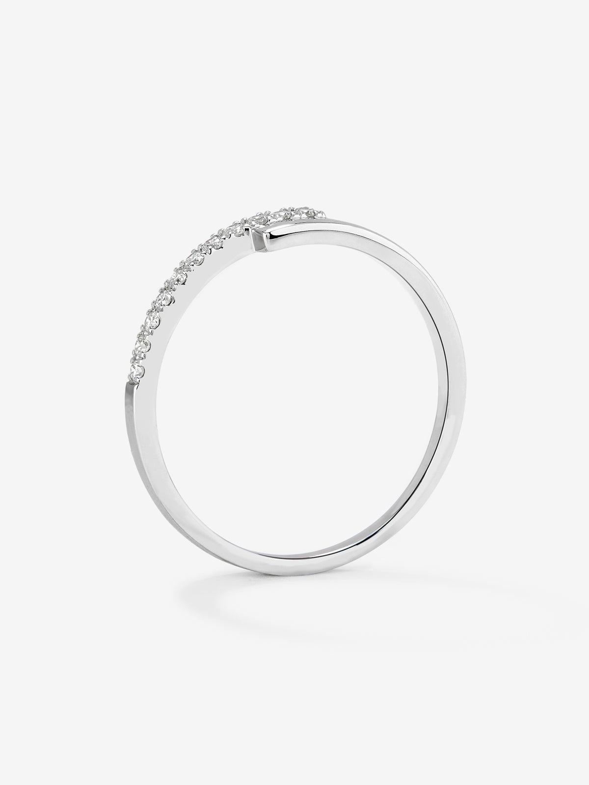Anillo tú y yo de oro blanco de 18K con 11 diamantes en talla brillante con un total de 0,1 cts