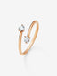 Anillo tú y yo de oro rosa de 18K con 2 diamantes en talla brillante con un total de 0,26 cts