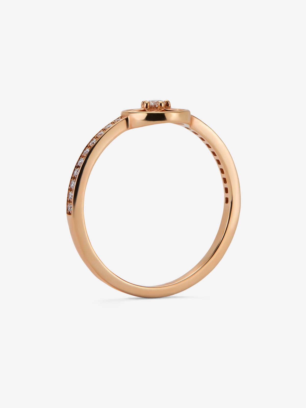 Anillo estrella de oro rosa de 18K con 21 diamantes en talla brillante con un total de 0,10 cts