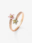Anillo de oro rosa de 18K con 12 zafiros multicolor en talla brillante con un total de 0,26 cts y 22 diamantes en talla brillante con un total de 0,1 cts