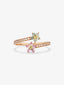 Anillo de oro rosa de 18K con 12 zafiros multicolor en talla brillante con un total de 0,26 cts y 22 diamantes en talla brillante con un total de 0,1 cts