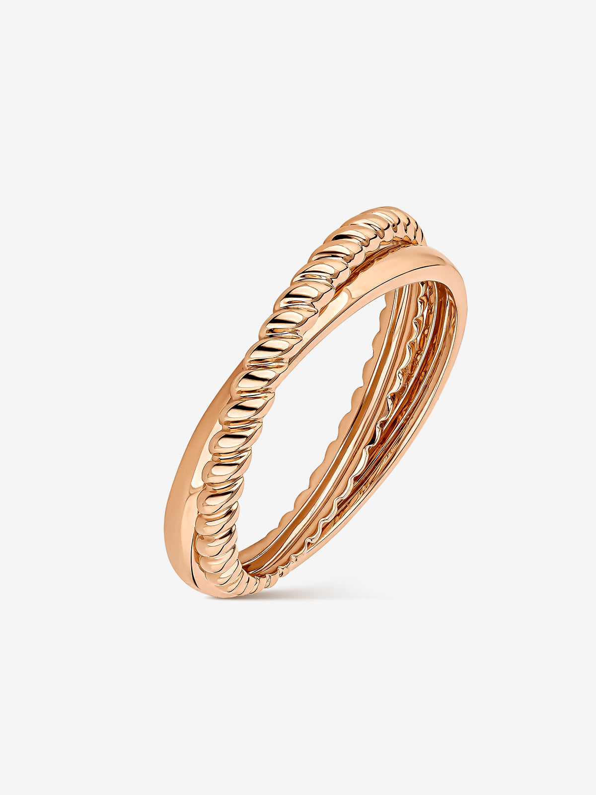 Anillo cruzado de oro rosa de 18K