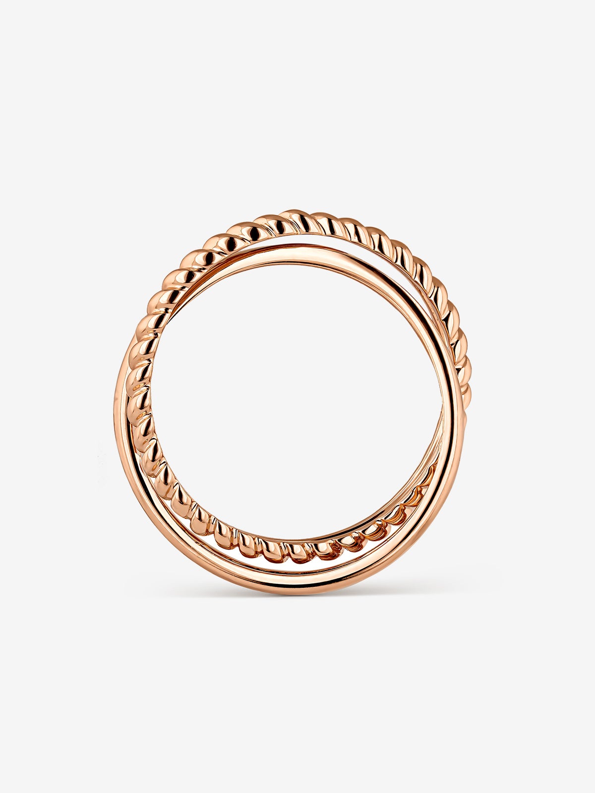 Anillo cruzado de oro rosa de 18K