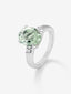 Anillo tresillo de plata 925 con amatista verde y diamantes