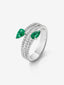 Anillo de oro blanco de 18k con esmeralda 0,61cts y diamantes 1,51cts