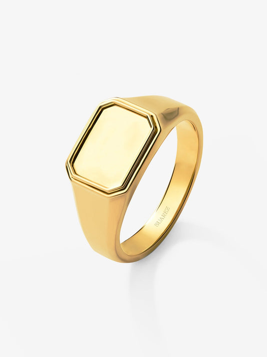 Anillo de sello mediano de oro amarillo de 18K