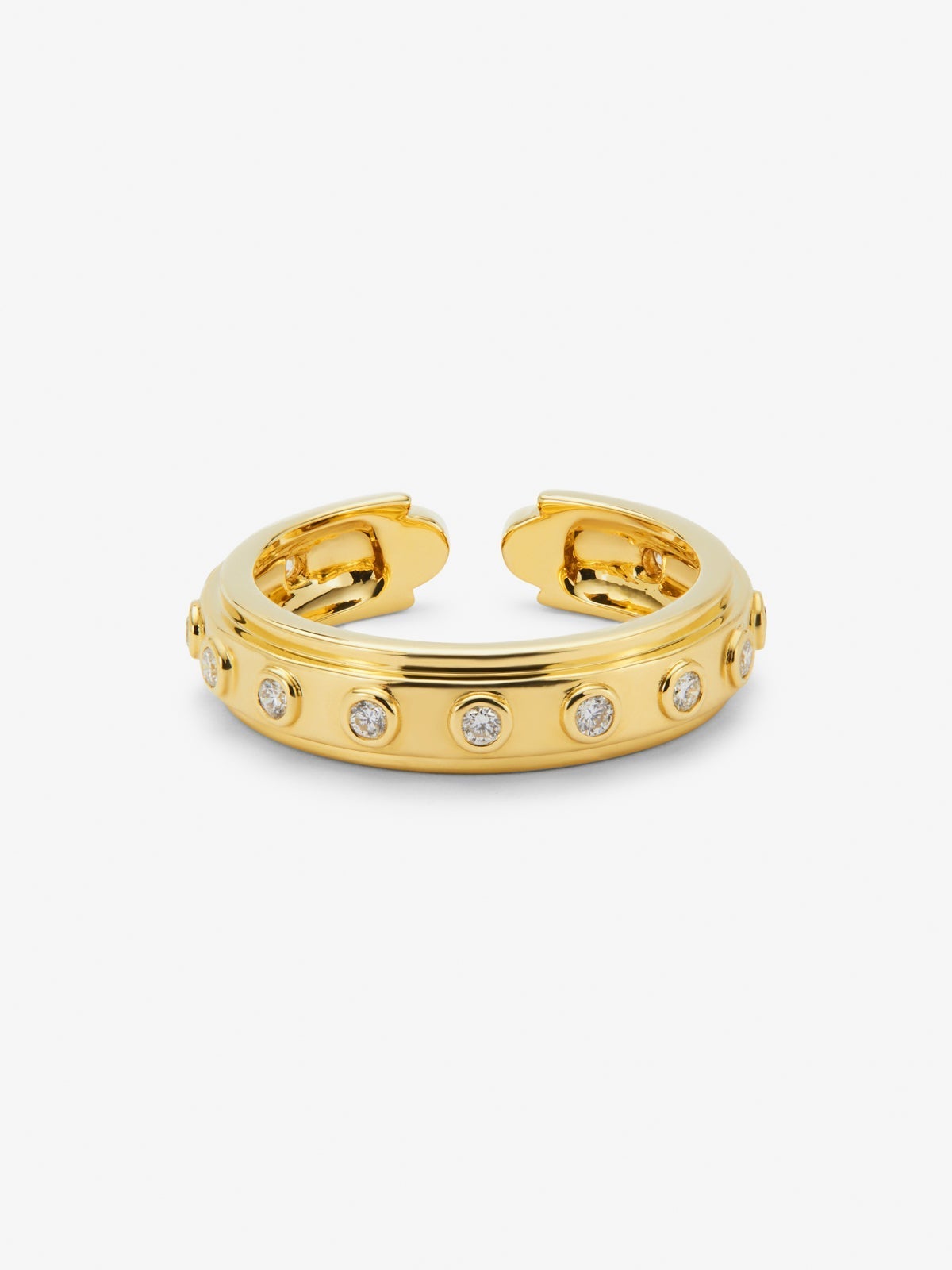Anillo de oro amarillo de 18K con 16 diamantes en talla brillante con un total de 0,28 cts