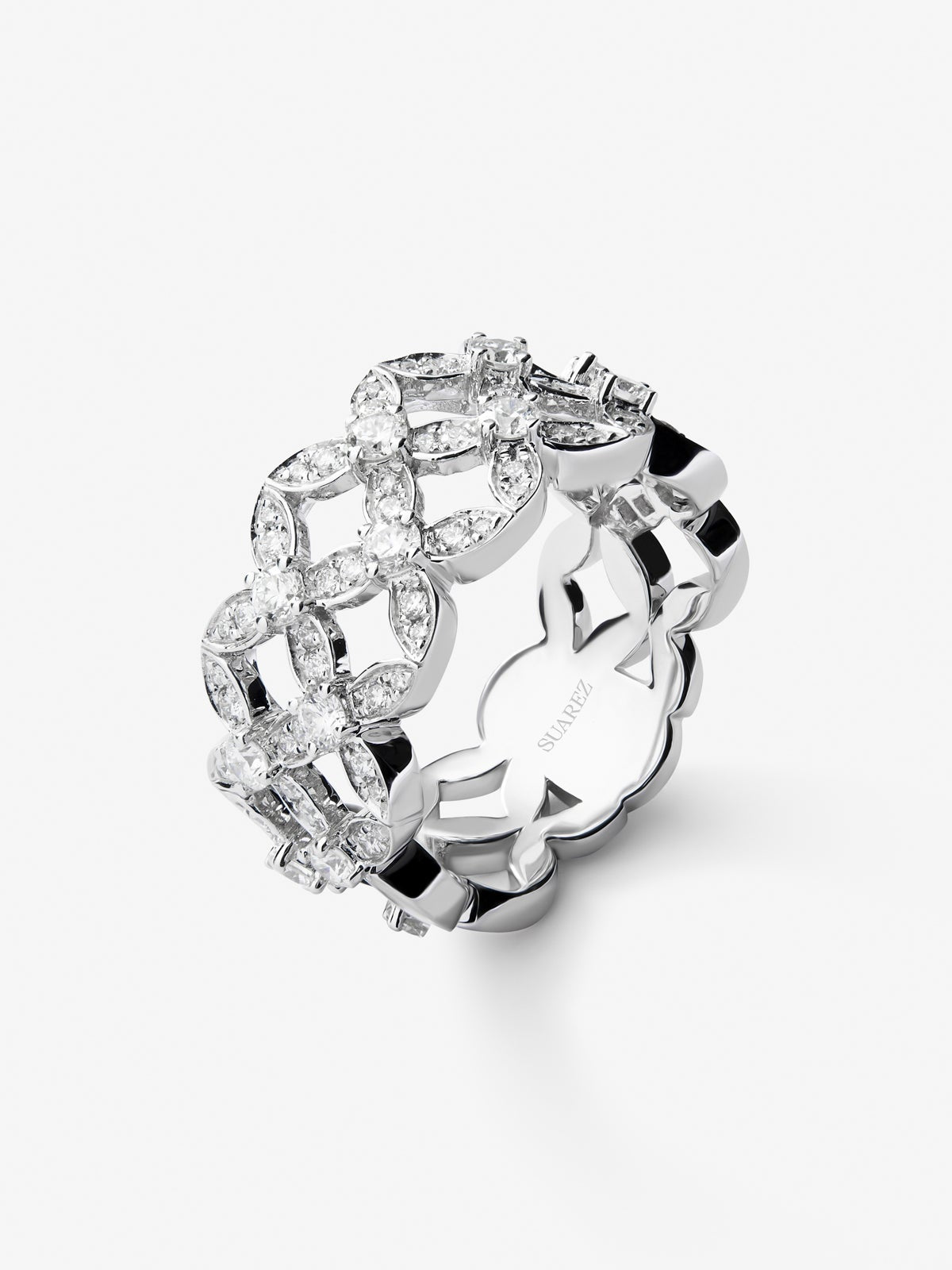 Anillo de oro blanco de 18K con 97 diamantes en talla brillante con un total de 1,14 cts
