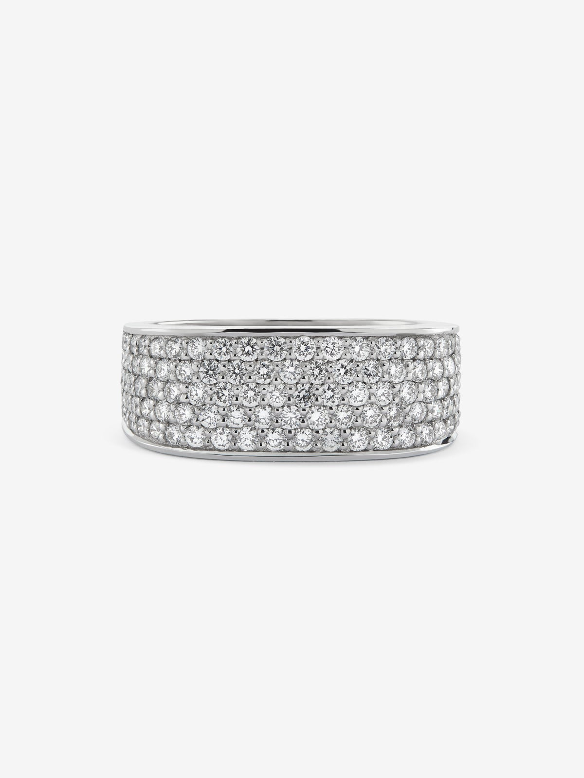 Anillo de oro blanco de 18K con pavé de diamantes en talla brillante