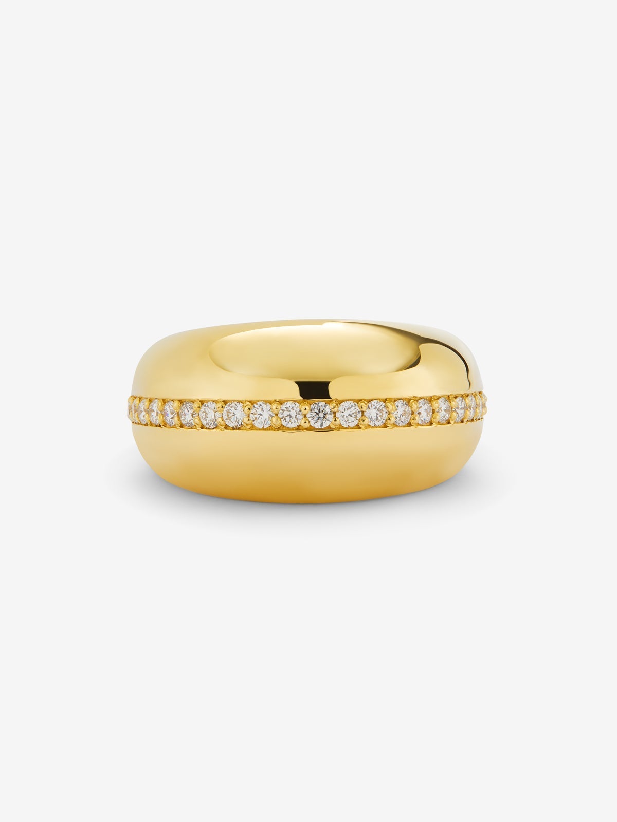 Anillo de oro amarillo de 18K con pavé de diamantes en talla brillante