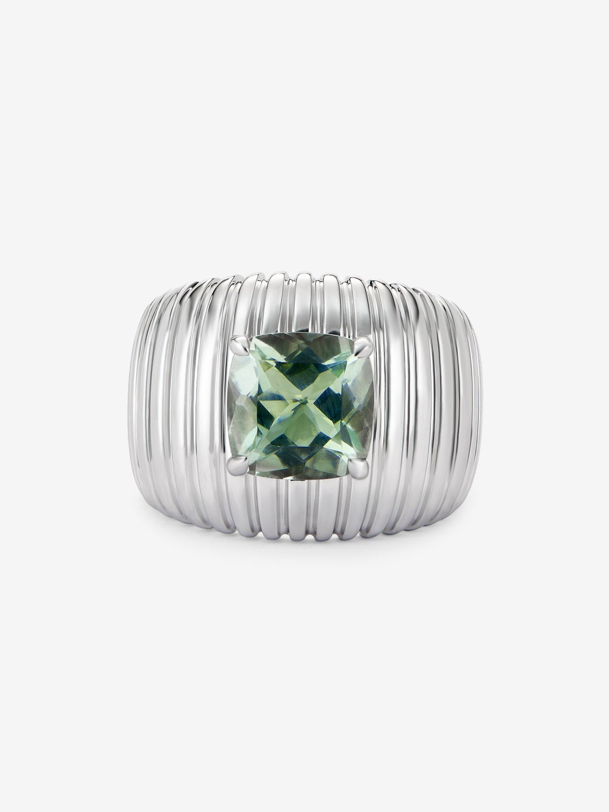 Anillo gallonado de plata 925 con amatista verde