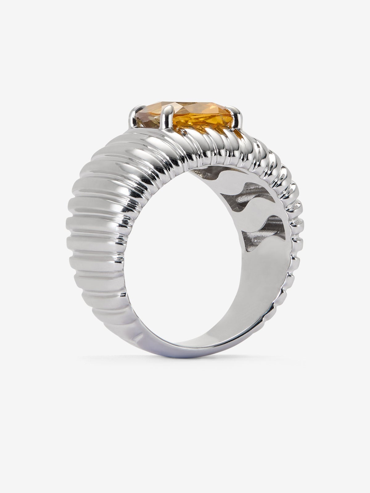 Anillo gallonado de plata 925 con cuarzo citrino amarillo