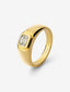 Anillo de oro amarillo de 18K con diamante en talla esmeralda de 1 ct