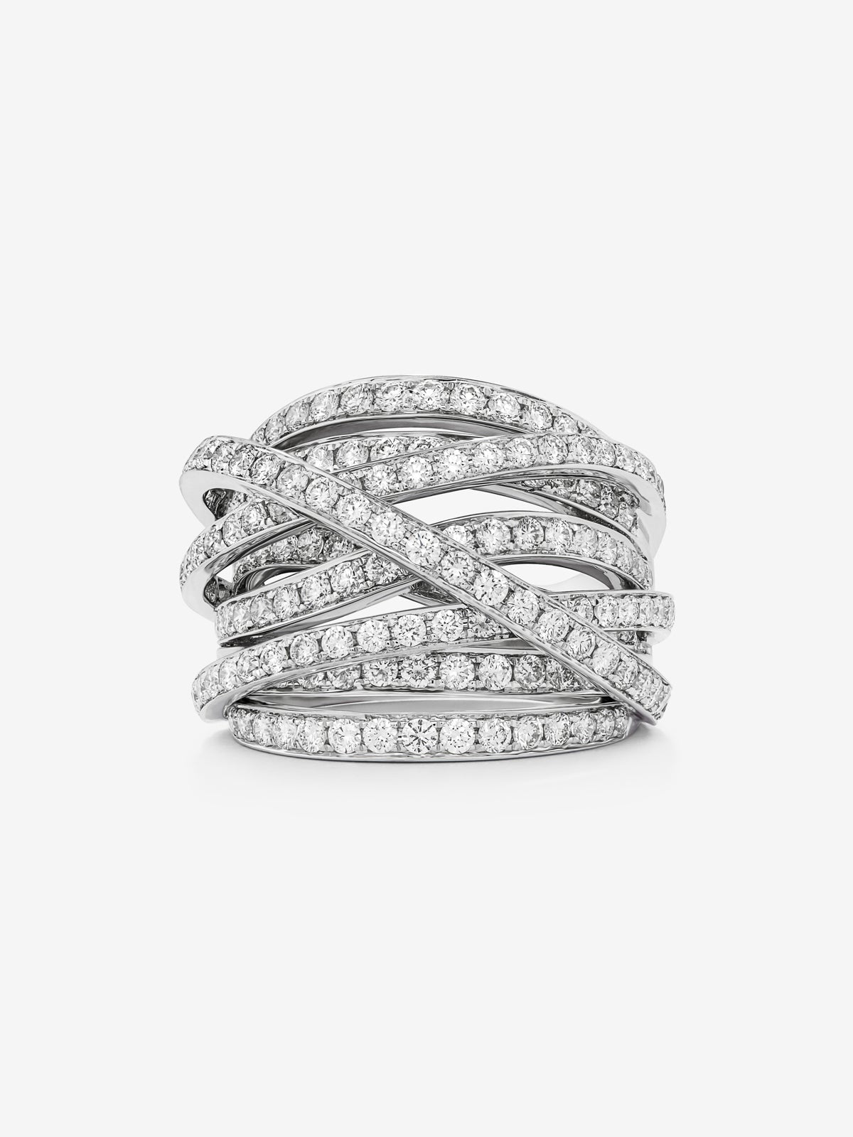Anillo multibrazo de oro blanco de 18K con 185 diamantes en talla brillante con un total de 2,67 cts