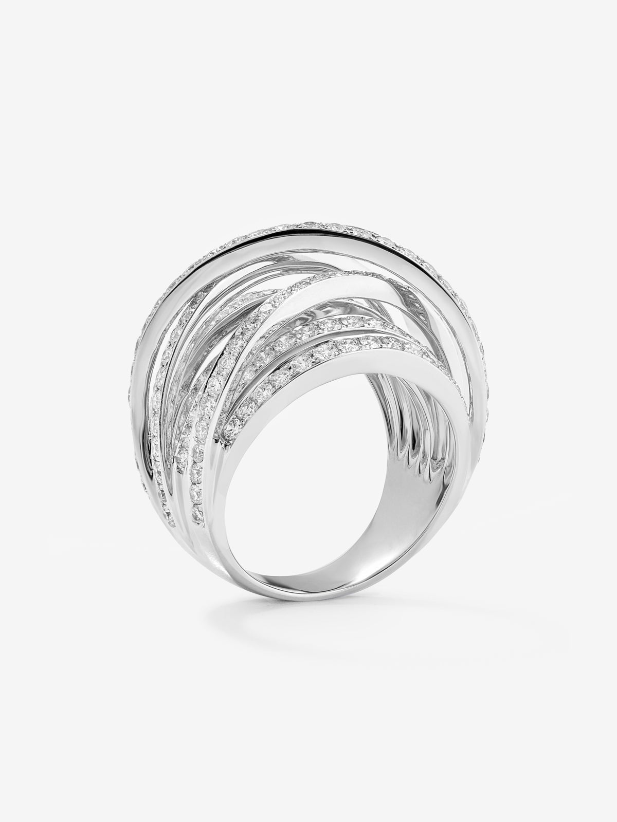 Anillo multibrazo de oro blanco de 18K con 185 diamantes en talla brillante con un total de 2,67 cts