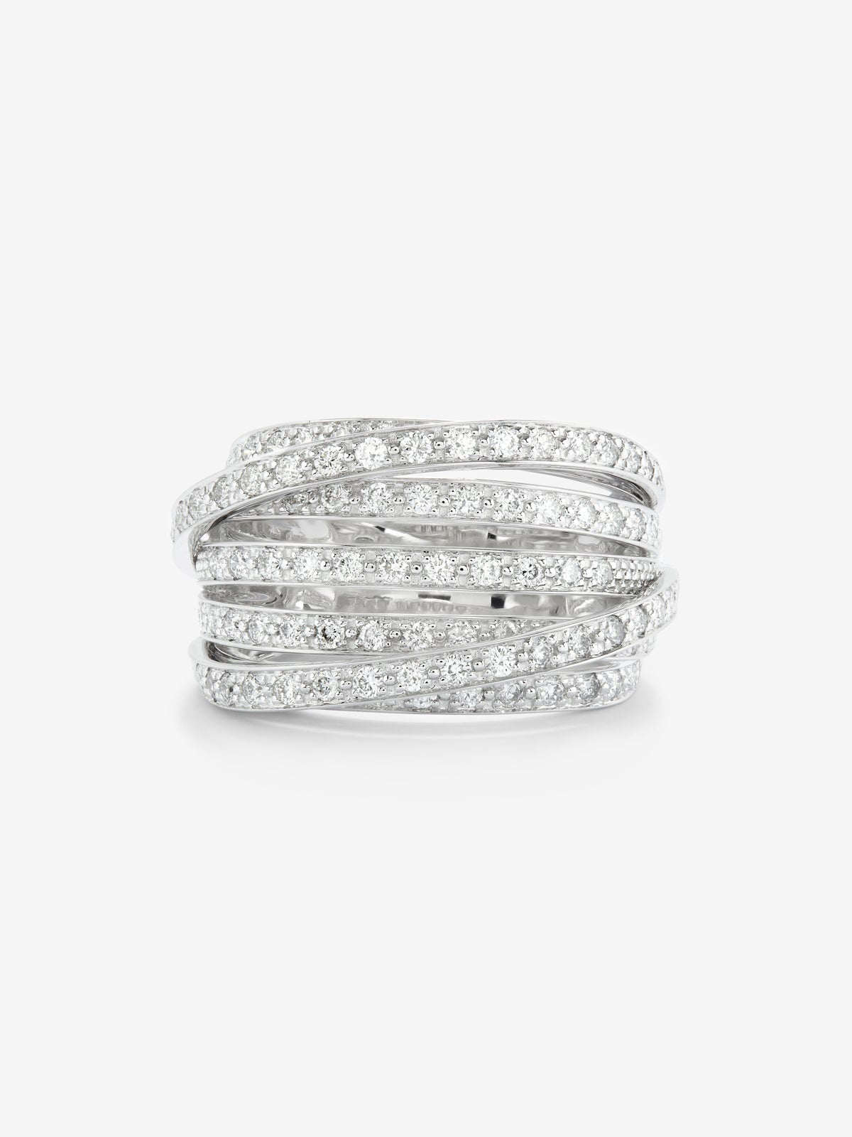 Anillo multibrazo de oro blanco de 18K con 101 diamantes en talla brillante con un total de 1,2 cts