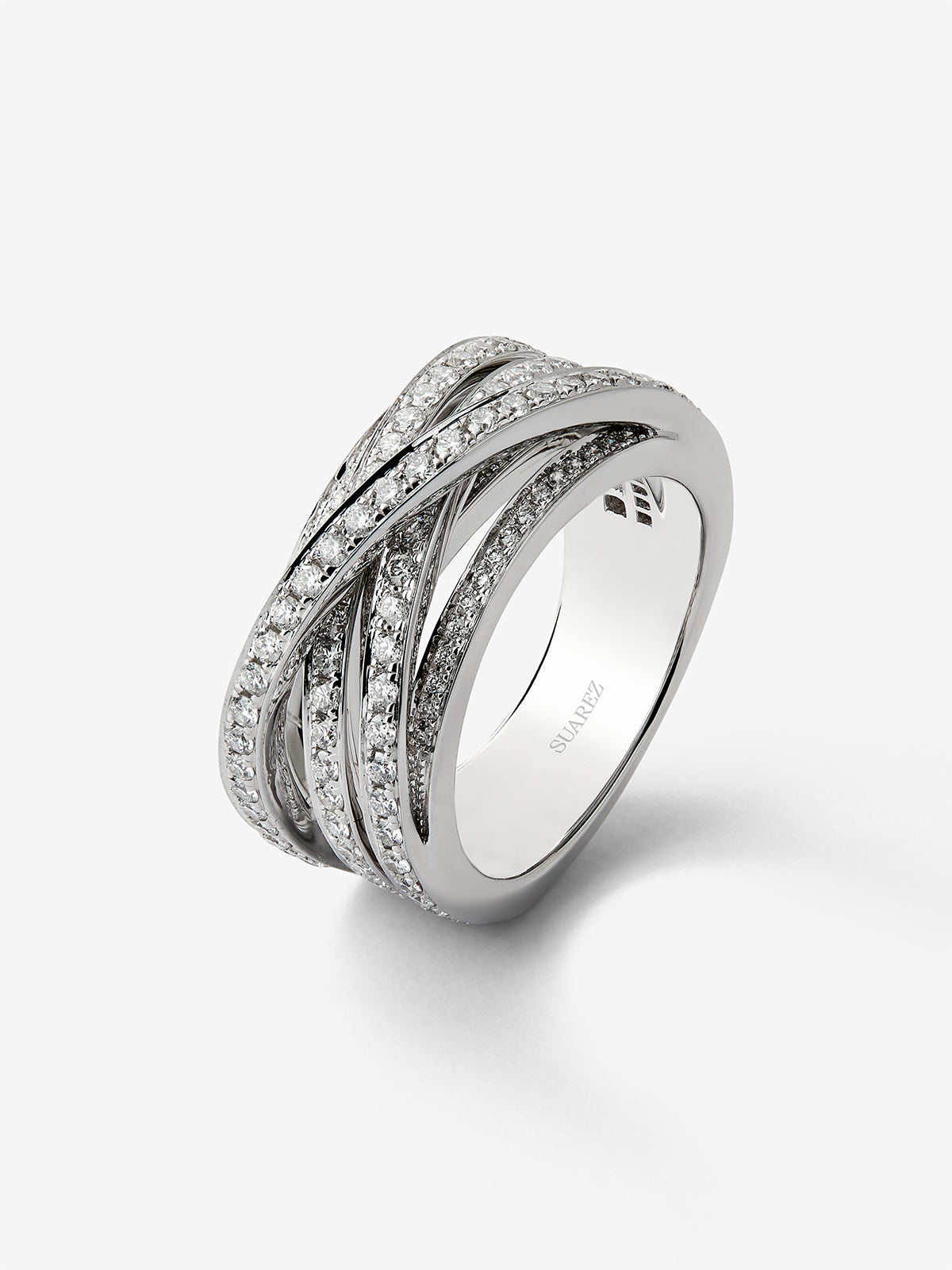 Cross ring in 18K white gold with 169 brilliant-cut diamonds with a total of 1.4 cts