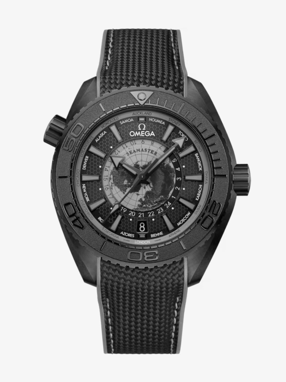 Seamaster Planet Ocean 600M - 45,5 mm, cerámica negra con pulsera de caucho