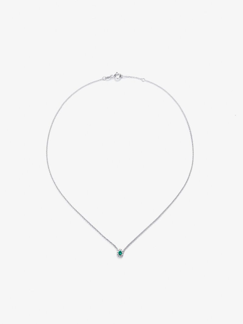 18K White Gold Orla Chain with Esmeralda and Diamond image number 0