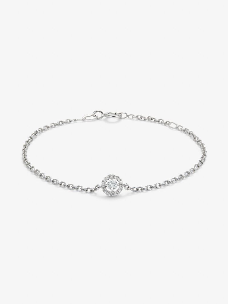 18K white gold chain bracelet with solitary diamond and diamond urla image number 0