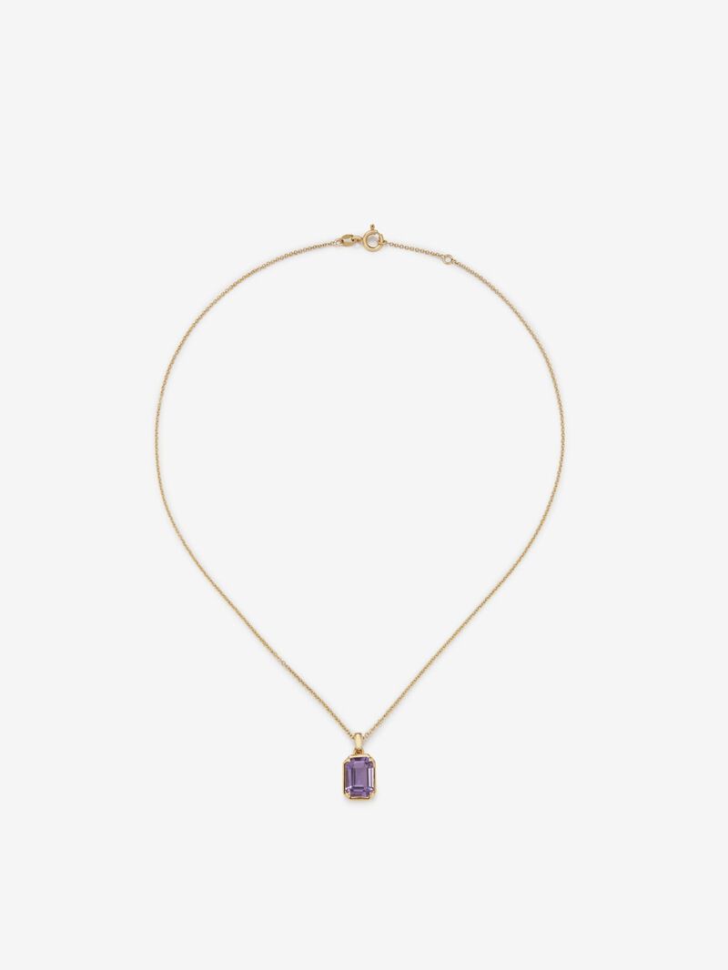 18K yellow gold chain pendant with green amethyst image number 0