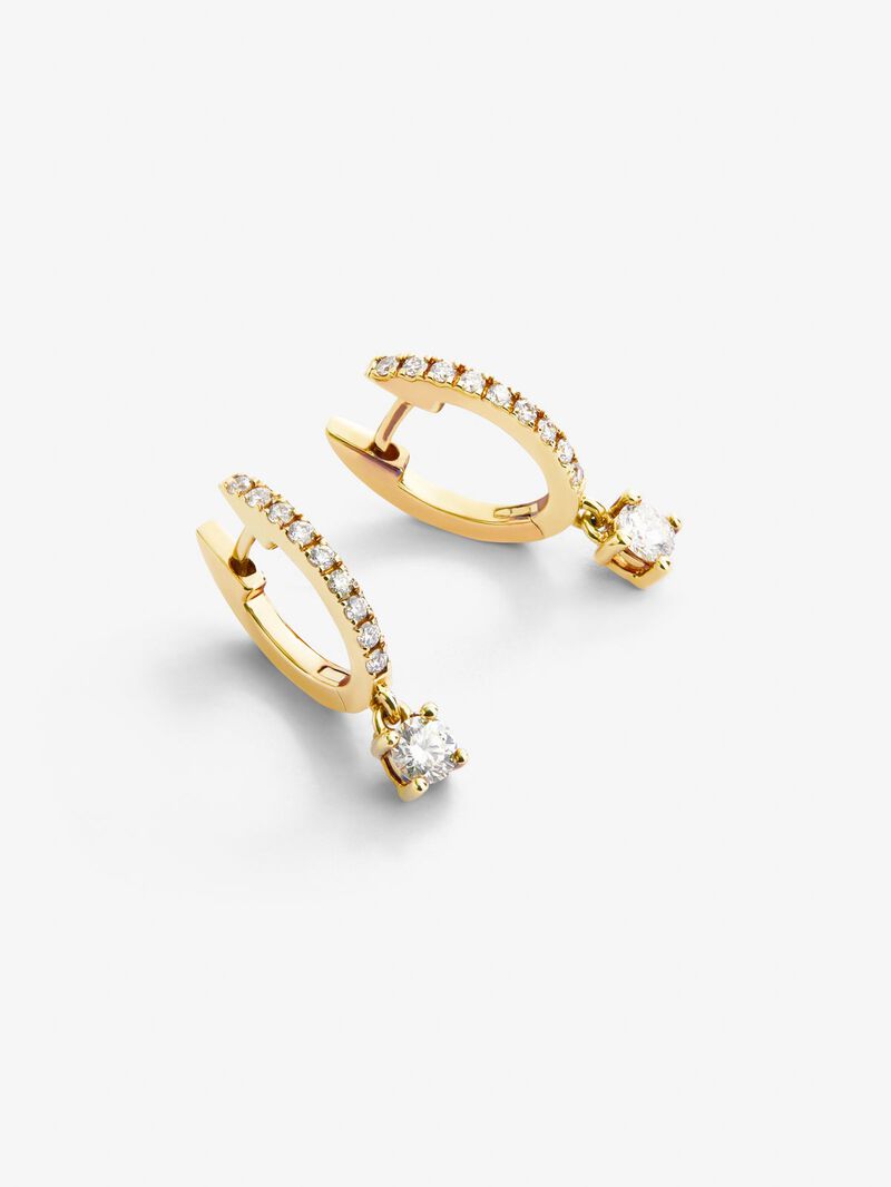 18K yellow gold earrings with 22 brilliant-cut diamonds with a total of 0.41 cts image number 2