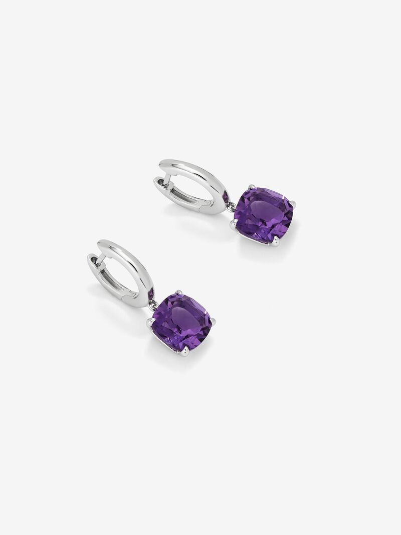 Silver earrings with purple amethists image number 1