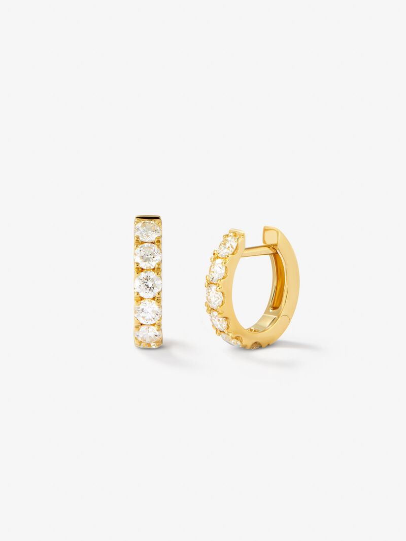 18K yellow gold hoop earrings with 12 brilliant-cut diamonds with a total of 0.65 cts image number 0