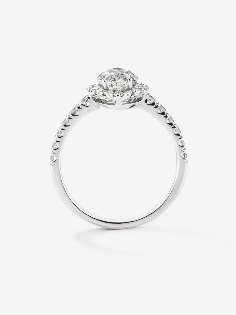 18K white gold ring with marquise cut diamond of 1.52 cts and border and arm of 28 brilliant cut diamonds with a total of 0.53 cts image number 3