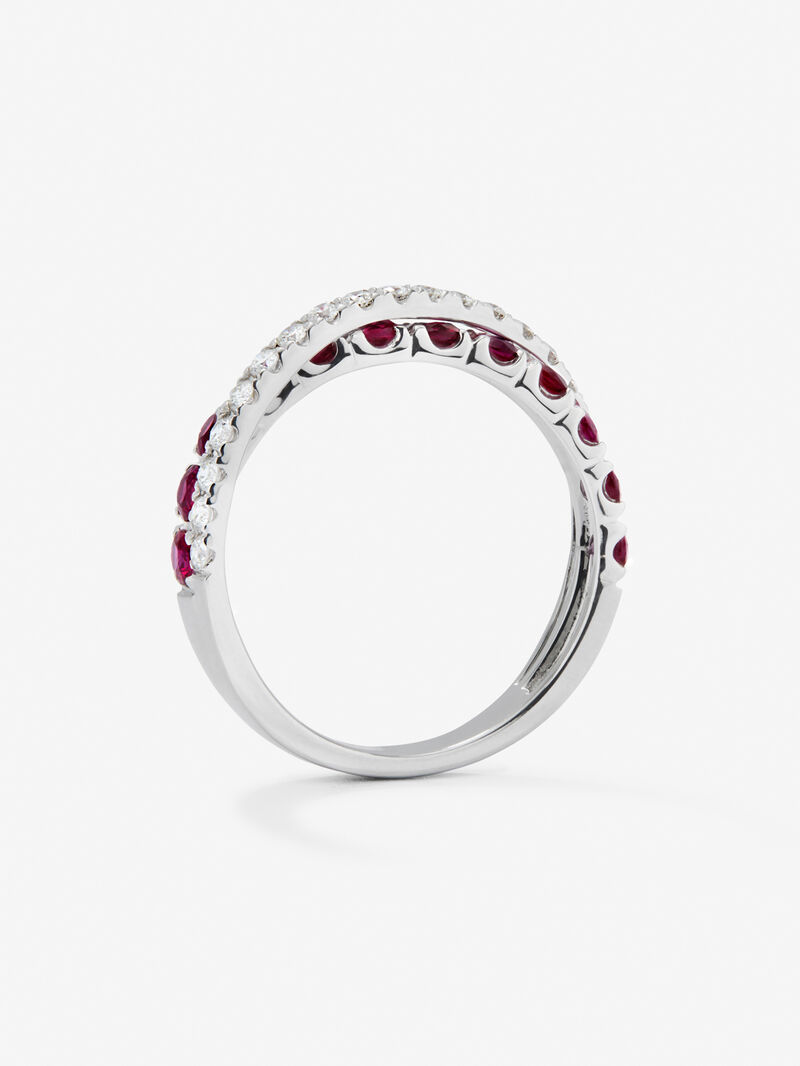 Double crossed ring in 18K white gold with 12 brilliant-cut rubies with a total of 0.95 cts and 20 brilliant-cut diamonds with a total of 0.33 cts image number 7