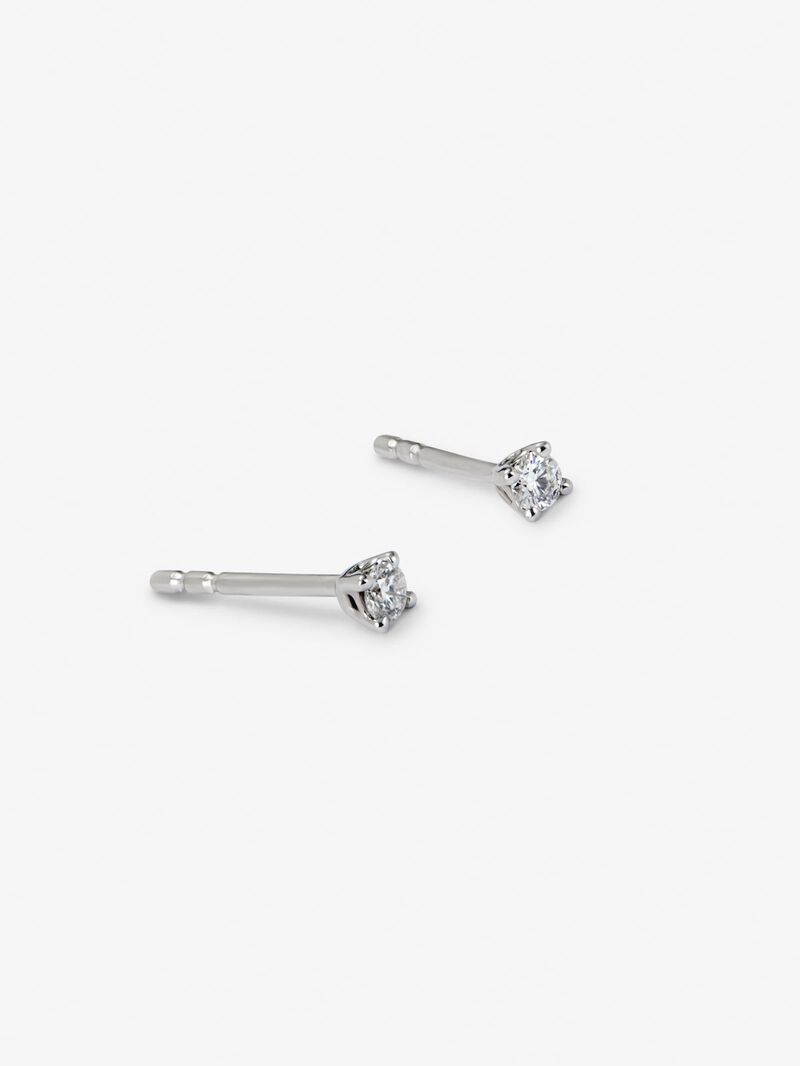 18K white gold solitaire earrings with 2 brilliant-cut diamonds with a total of 0.1 cts image number 4