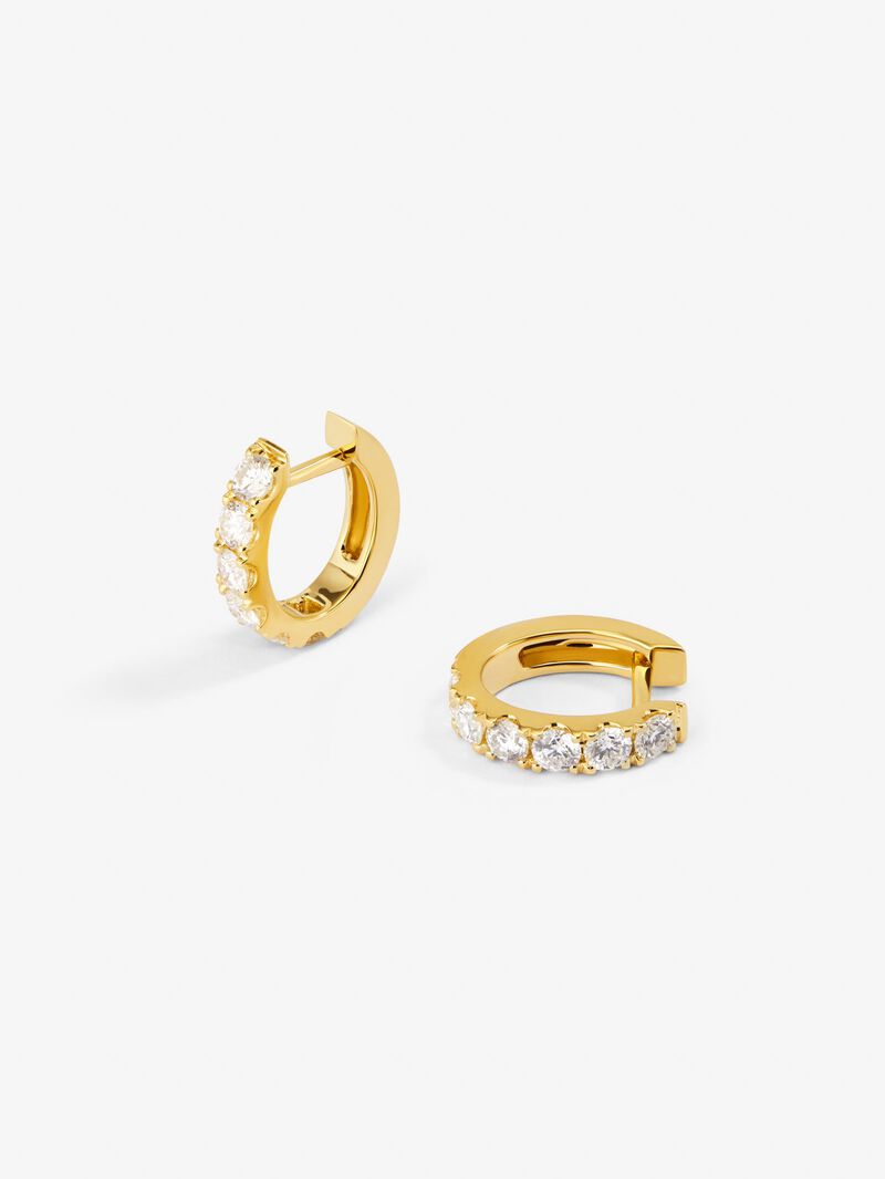 18K yellow gold hoop earrings with 12 brilliant-cut diamonds with a total of 0.65 cts image number 2