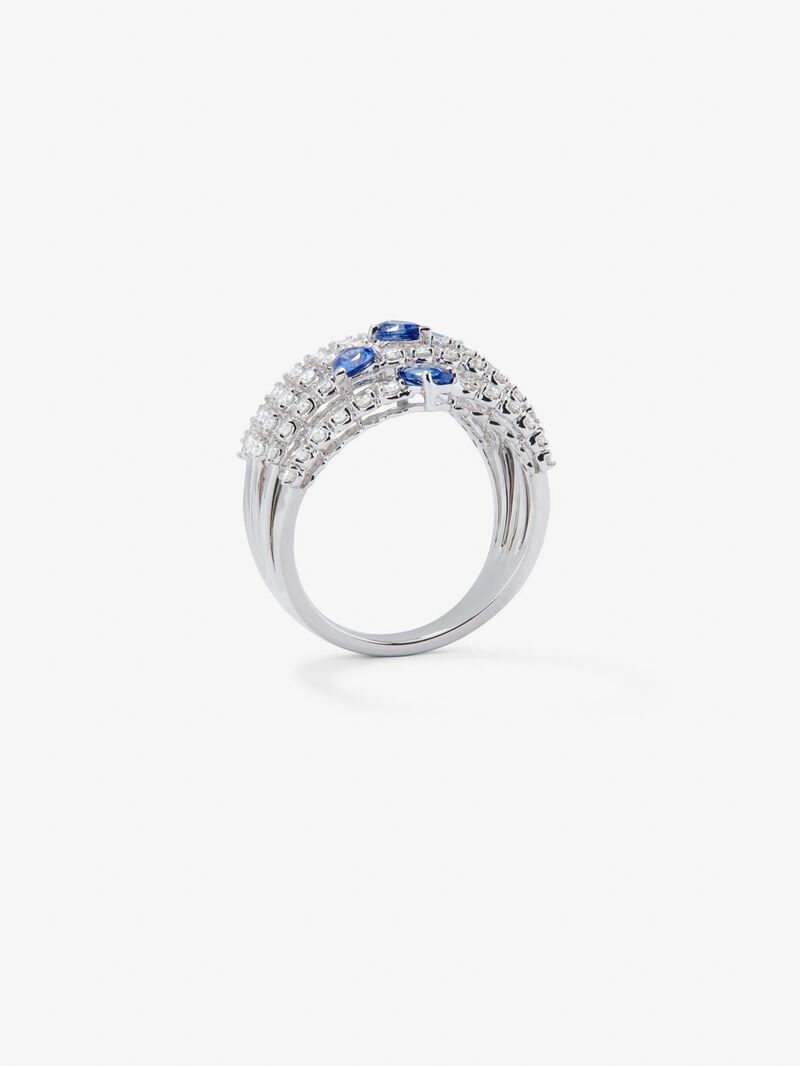 You and me ring in 18K white gold with 5 pear-cut blue sapphires with a total of 1.13 cts and 60 brilliant-cut diamonds with a total of 1 cts image number 7