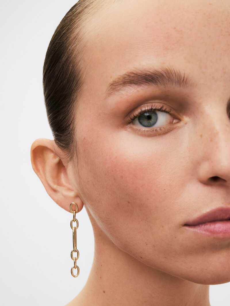 18K Yellow Gold Forza Link Long Earrings image number 1