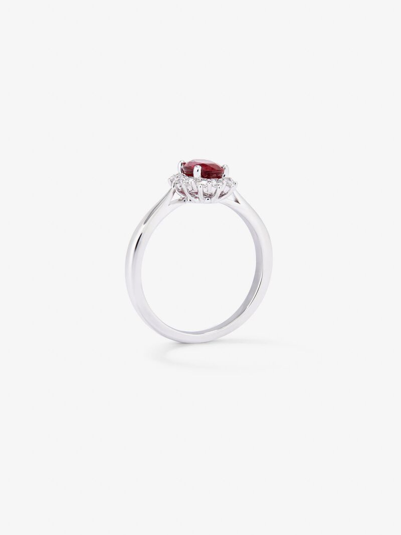 18K White Gold Ring with Red Red Vivid in Oval size of 1 cts and white diamonds in bright size of 0.26 cts image number 4
