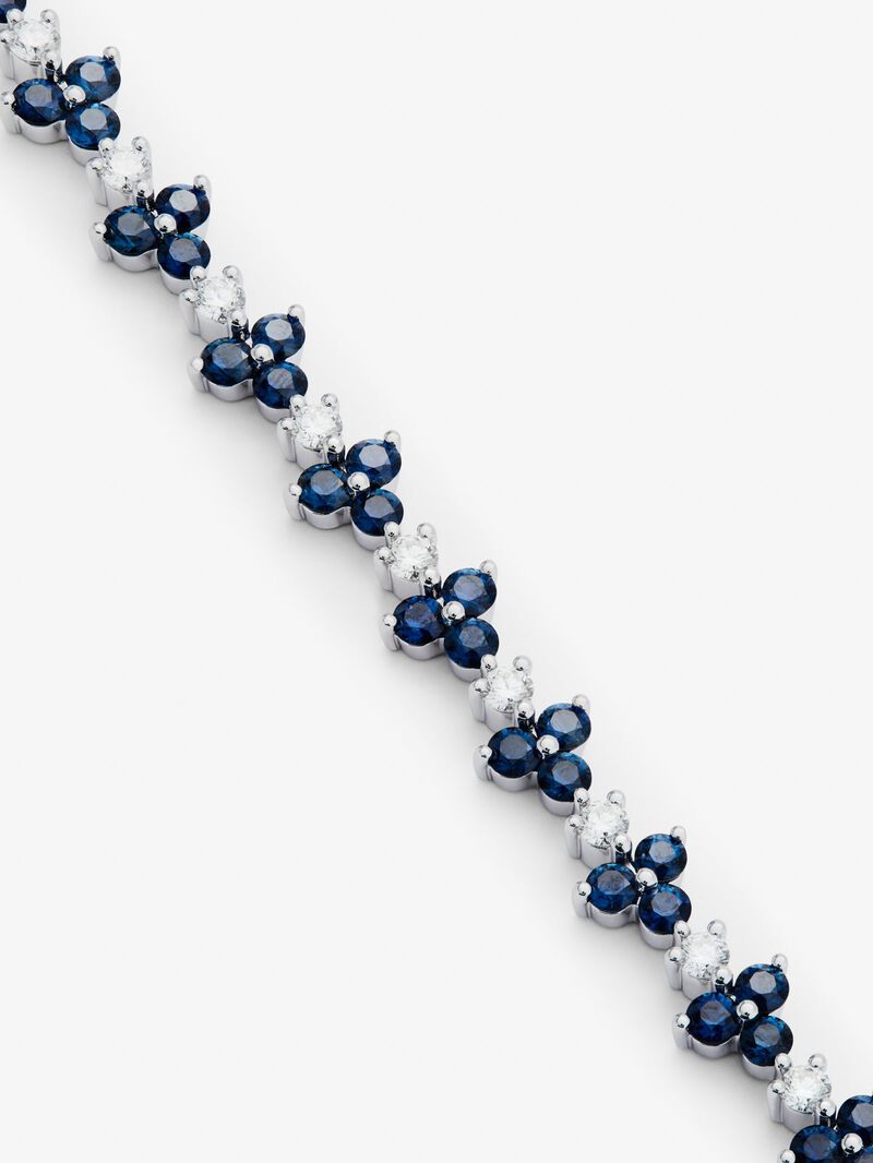 18K White Gold Rivière bracelet with Blue Zafiros in Blind Size 6.62 cts and White Diamonds in Bright Size of 2.85 CTS image number 2