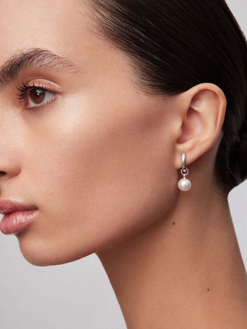 925 silver earrings with 8.5 mm Akoya pearls image number 3