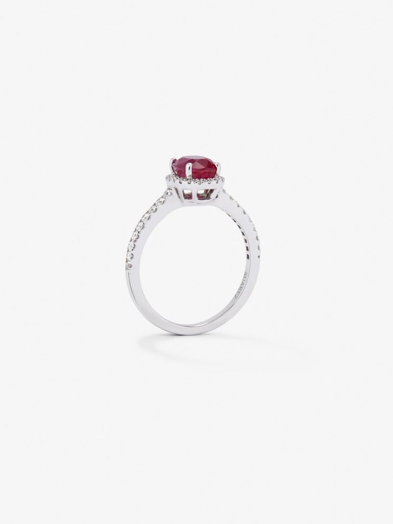 18K White Gold Ring with intense red ruby ​​in 0.68 cts and white diamonds in a brilliant 0.31 cts image number 4
