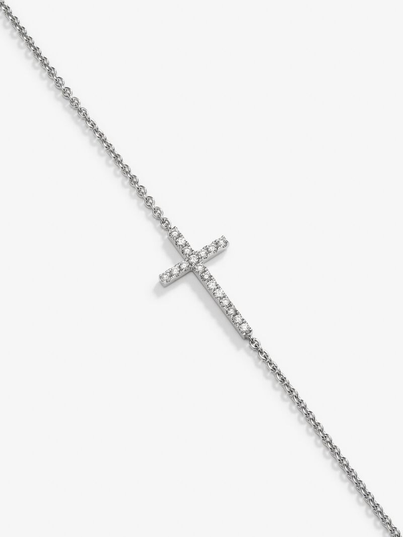 18K white gold bracelet with 0.17 ct brilliant-cut diamond cross image number 2