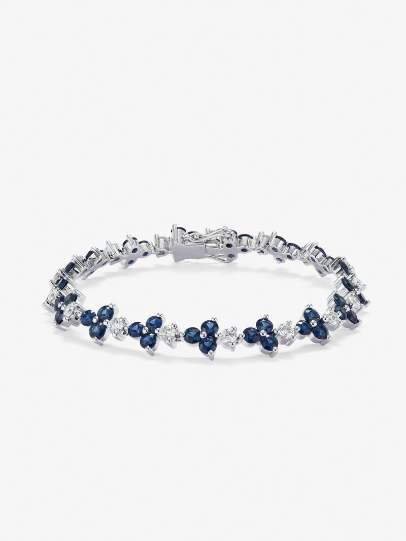 18K White Gold Rivière bracelet with Blue Zafiros in Blind Size 6.62 cts and White Diamonds in Bright Size of 2.85 CTS image number 0
