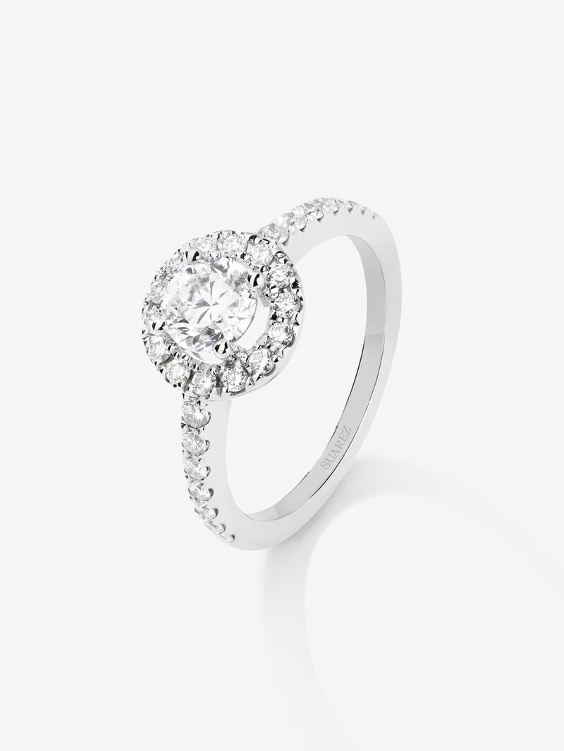 18K white gold ring with central brilliant-cut diamond of 0.7 cts and border and arm with 28 brilliant-cut diamonds with a total of 0.44 cts image number 0