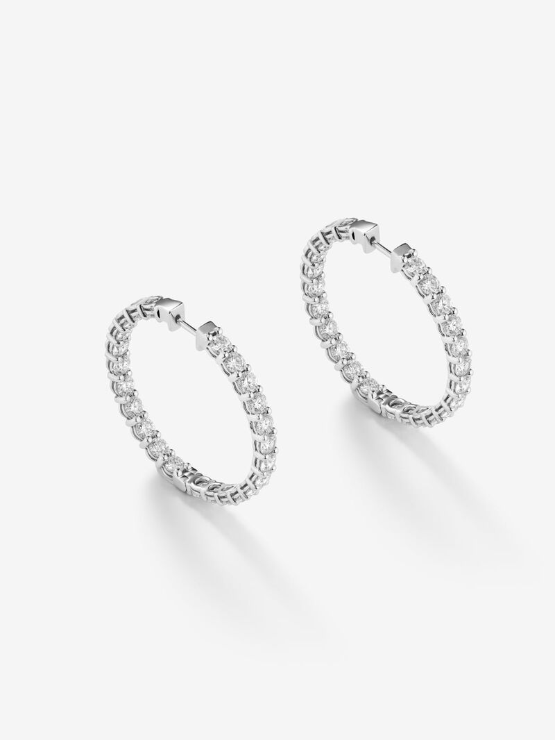 18K white gold hoop earrings with 52 brilliant-cut diamonds with a total of 7.2 cts image number 2