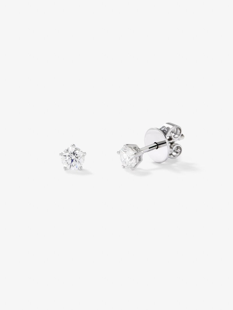 18K white gold solitaire earrings with 2 brilliant-cut diamonds with a total of 0.4 cts image number 0